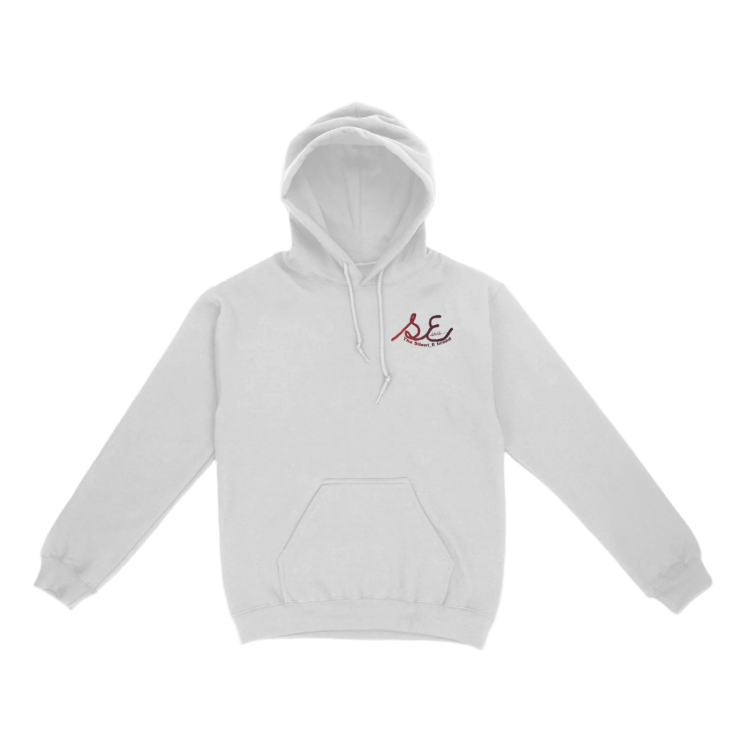 Silent_E logo unisex pullover hoodie white front left chest