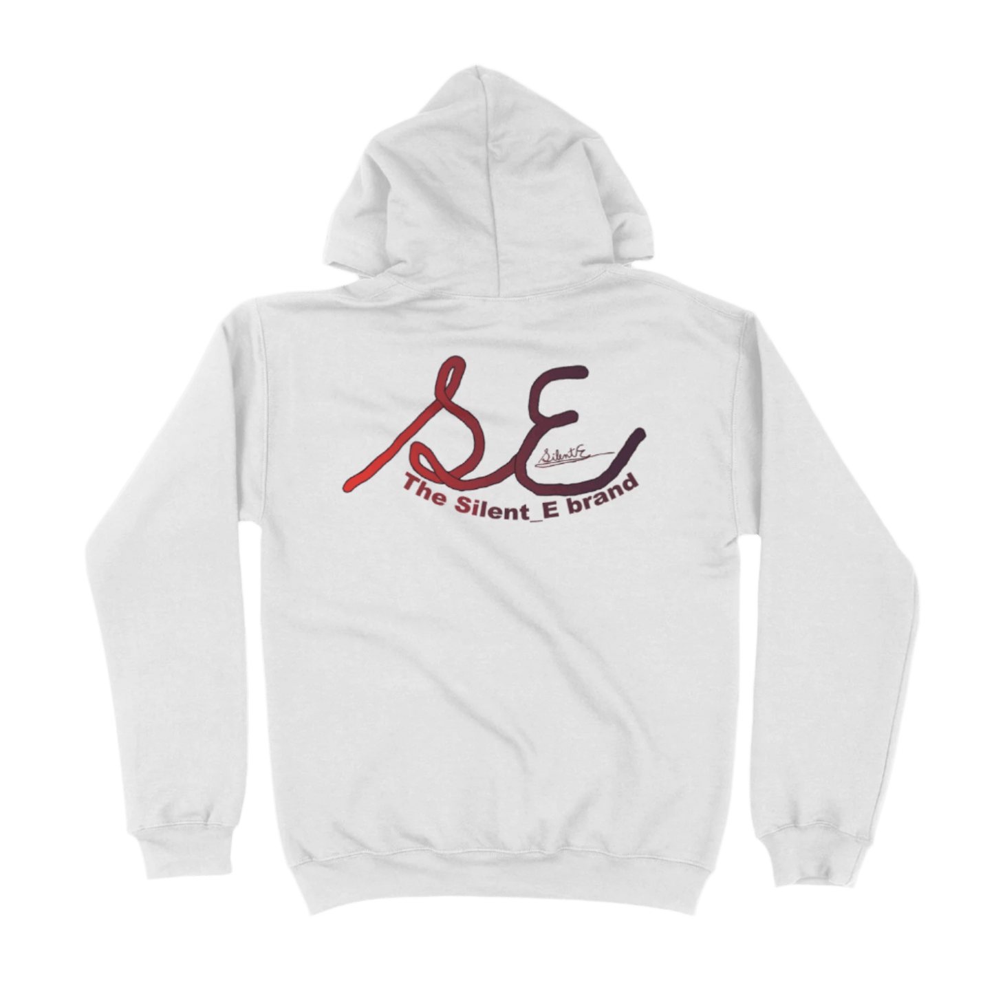 Silent_E logo unisex pullover hoodie white full back