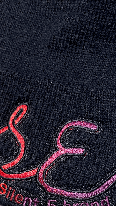 Silent_E SE Logo Embroidery Beanie black close up