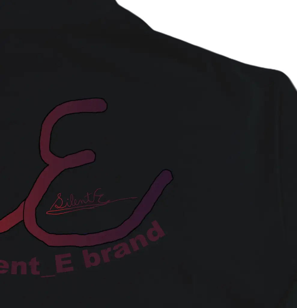 Silent_E_brand_original_logo_black_hoodie_back_closeup