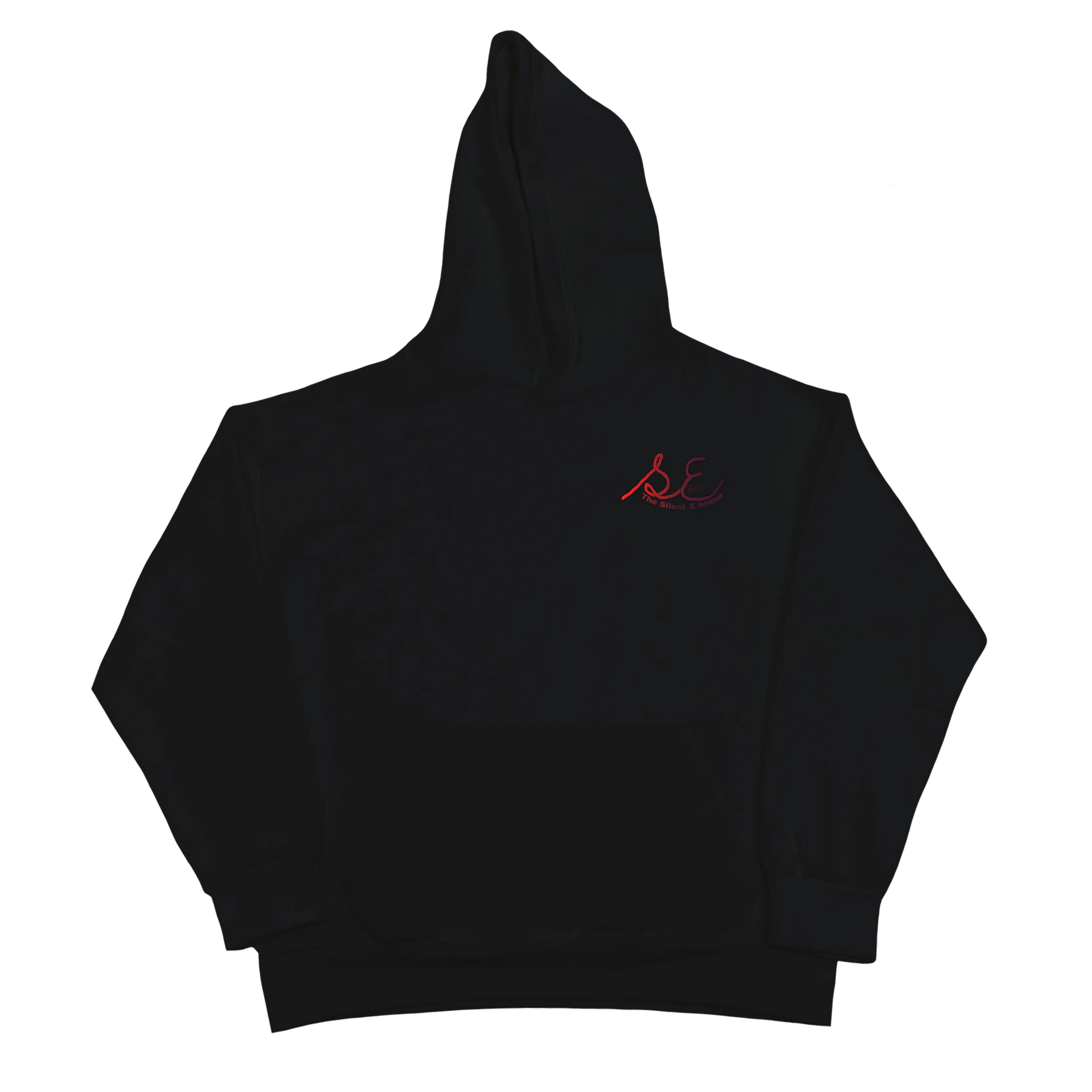 Silent_E_brand_original_logo_unisex_pullover_hoodie_black_front_left_chest