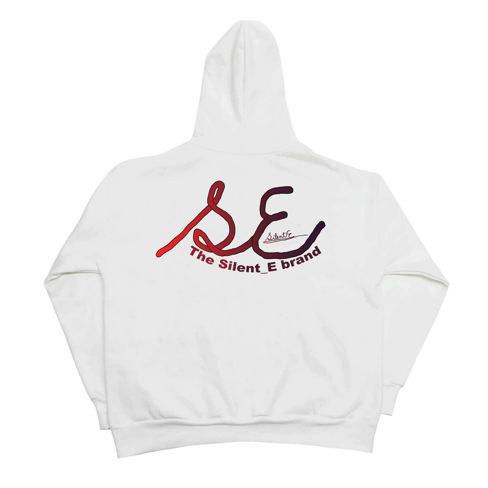 Silent_E brand original logo white hoodie back