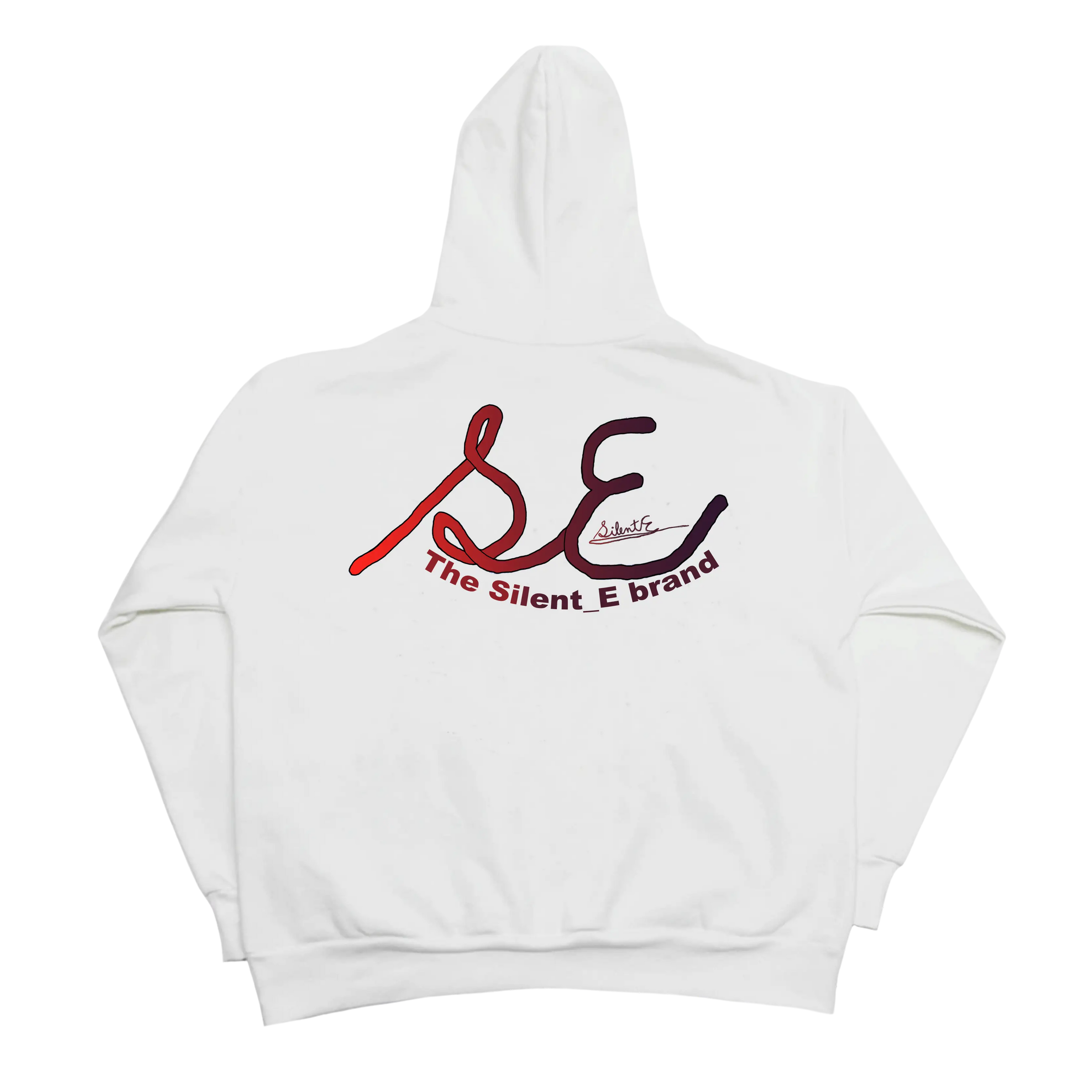 Silent_E brand original logo white hoodie back