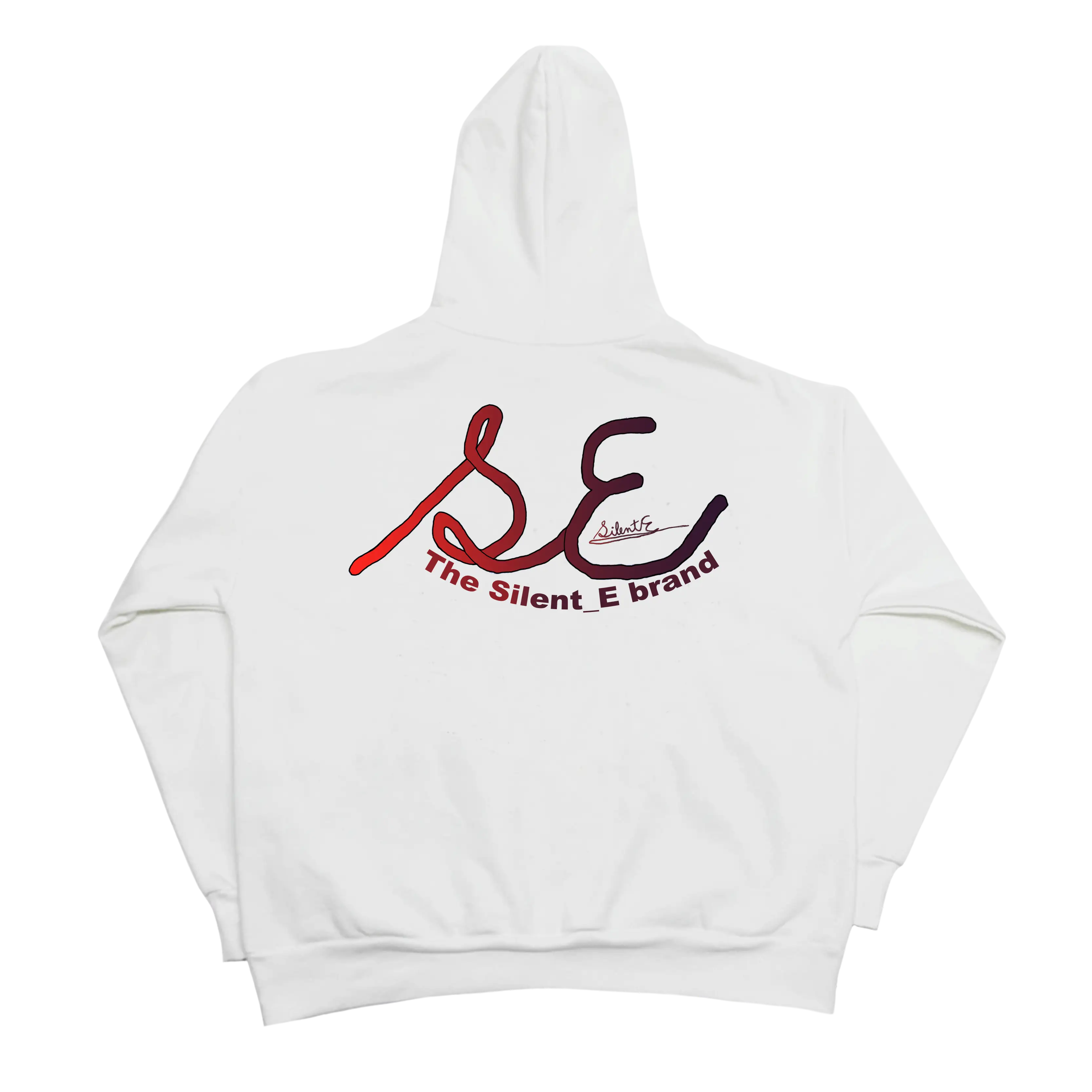 Silent_E brand original logo white hoodie back