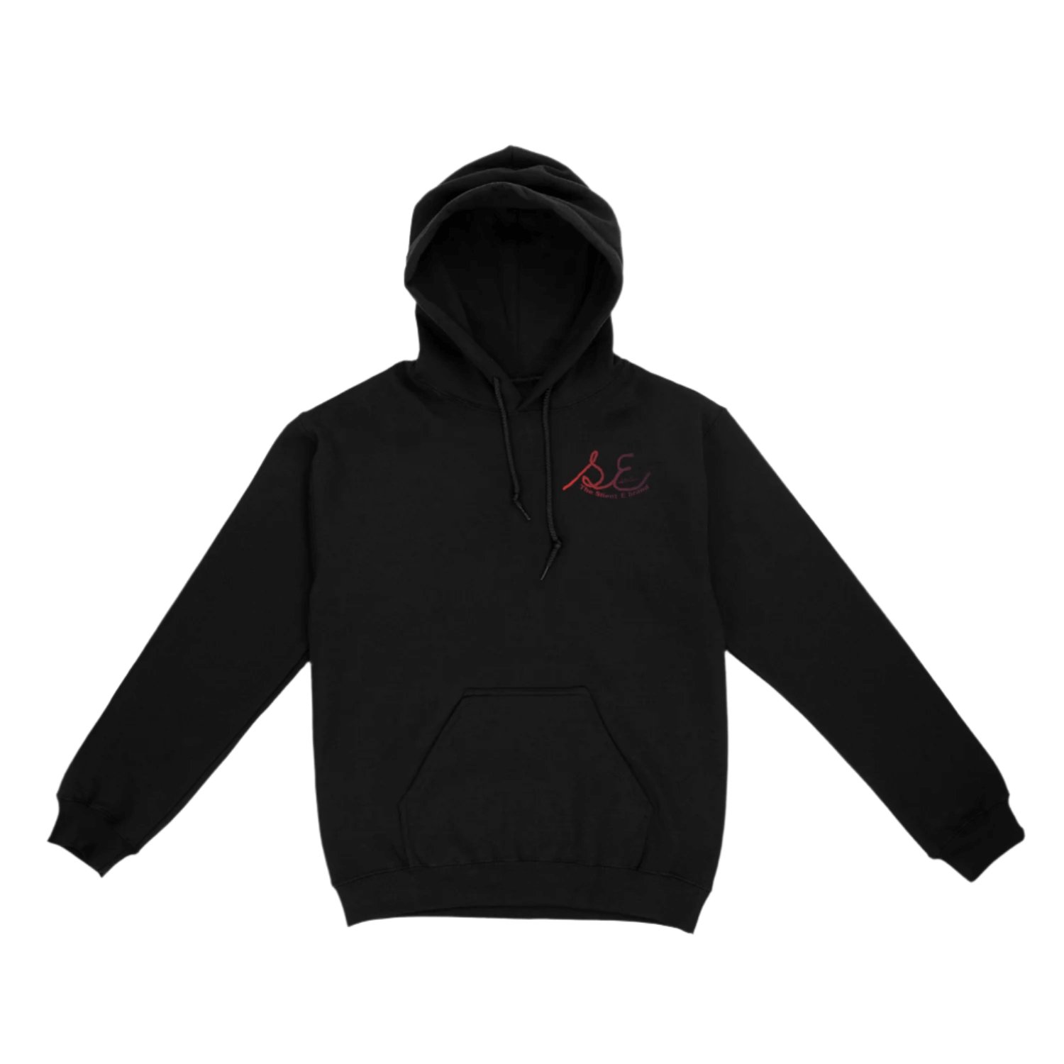 Silent_E logo unisex pullover hoodie black  front left chest 