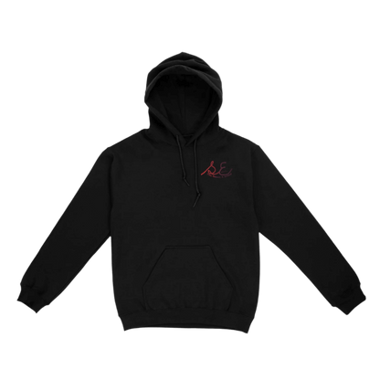 Silent_E logo unisex pullover hoodie black  front left chest 