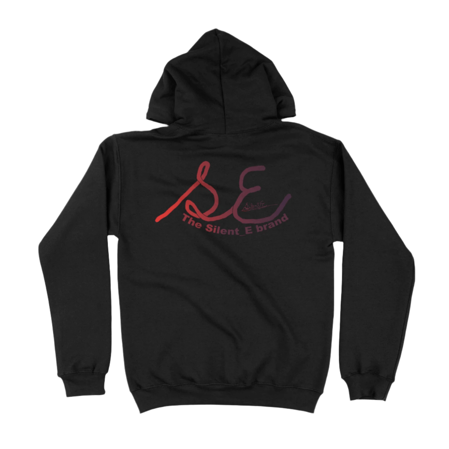 Silent_E logo unisex pullover hoodie black full back
