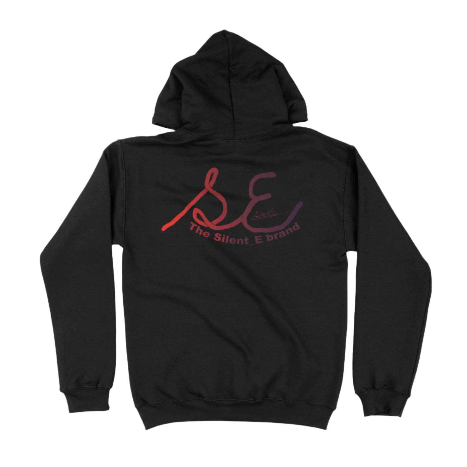 Silent_E logo unisex pullover hoodie black full back