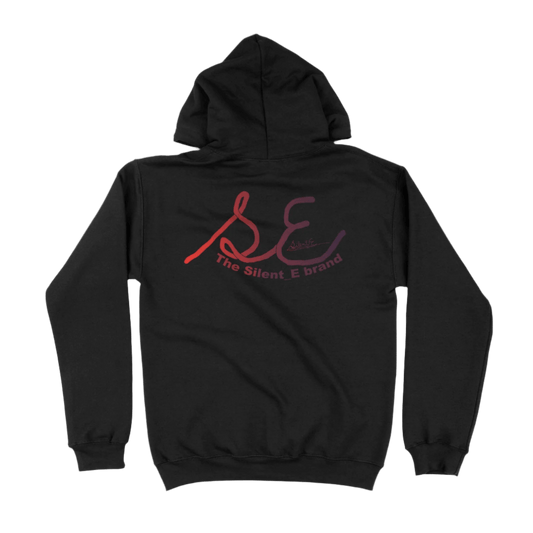 Silent_E logo unisex pullover hoodie black full back