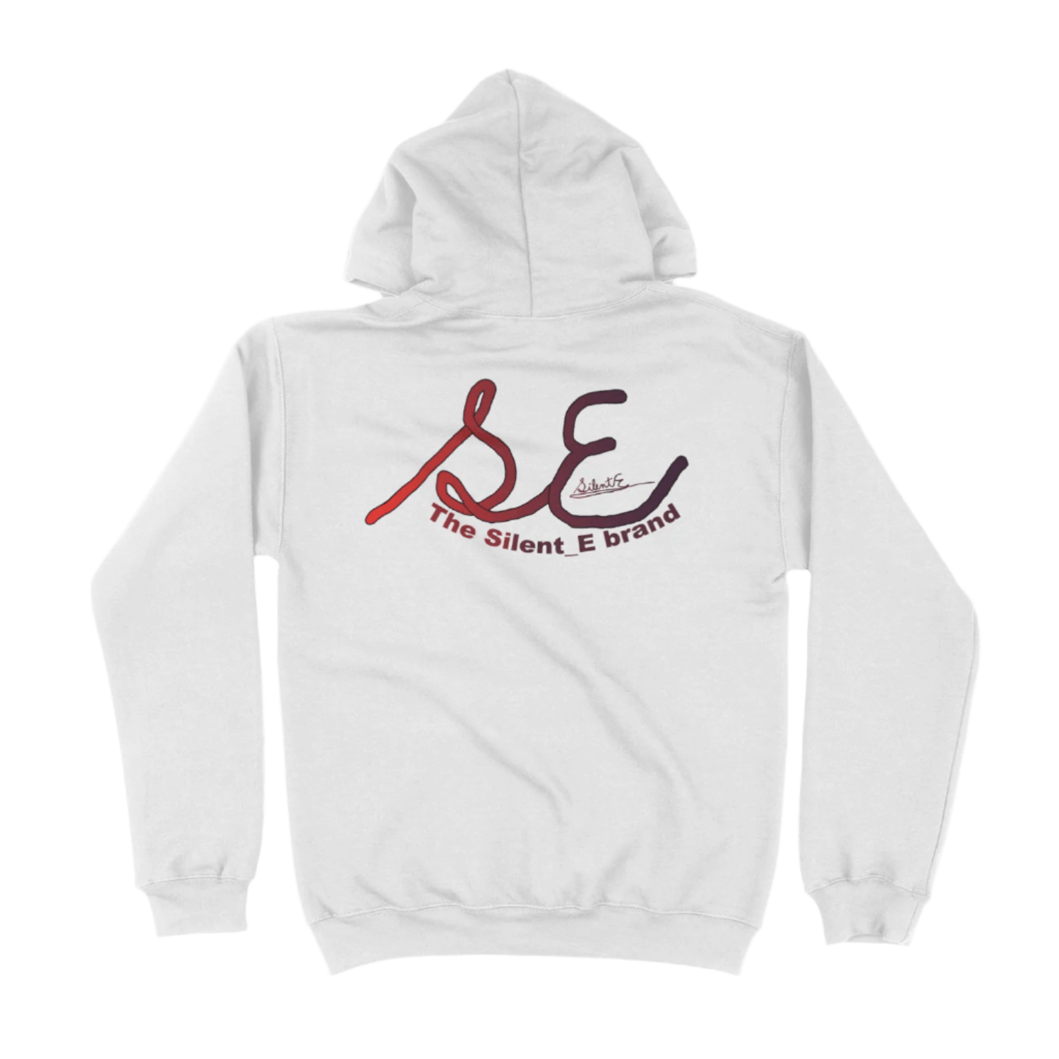 Silent_E logo unisex pullover hoodie white full back