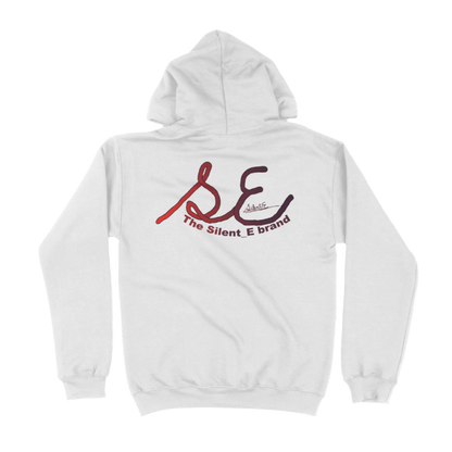 Silent_E logo unisex pullover hoodie white full back