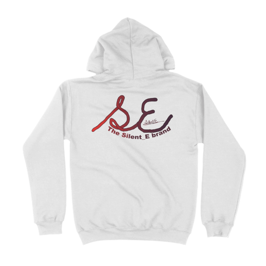 Silent_E logo unisex pullover hoodie white full back